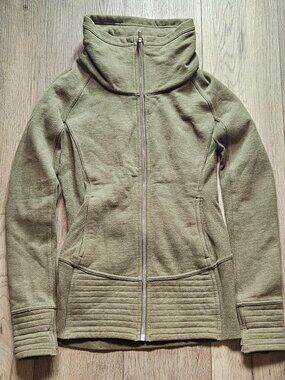 Lululemon Womens Size 4 Scuba Full Zip Funnel Neck Jacket Olive Army Green 4